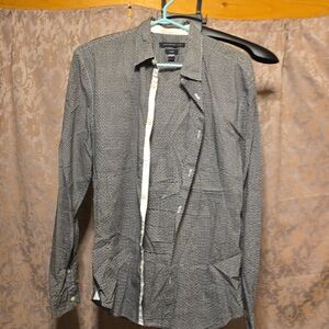 John Varvatos Black & White Micro-Pattern Button-Down Shirt